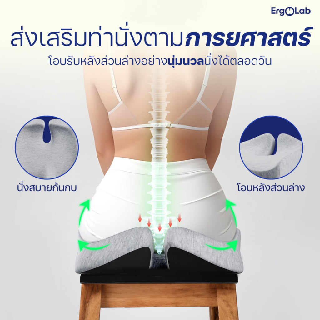 เบาะรองนั่ง ERGOLAB PRESSURE RELIEF SEAT CUSHION 48X40 ซม. สีเทา_2